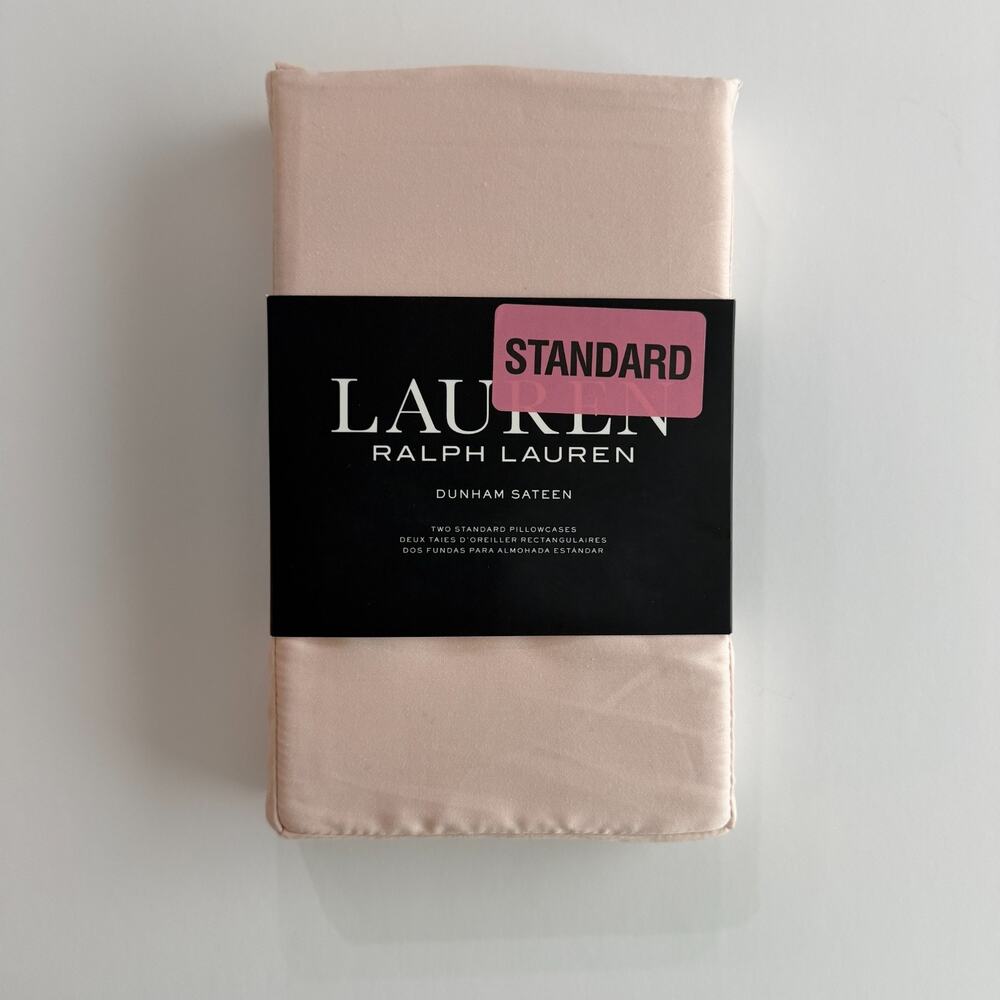 Lauren Ralph Lauren Dunham Sateen Standard Pillowcases Set 2 Pink Champagne NIP